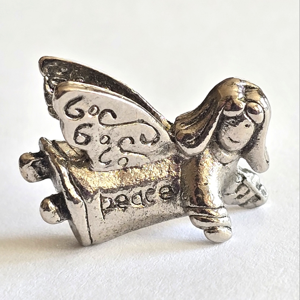 Peace Angel in Your Pocket figurine silver tone